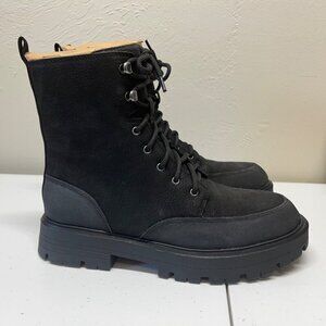 Lucky Brand Womens 7.5 M Combat Boots Black Leather Chunky Gorpcore Moto